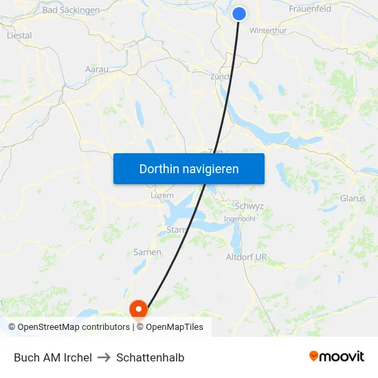 Buch AM Irchel to Schattenhalb map