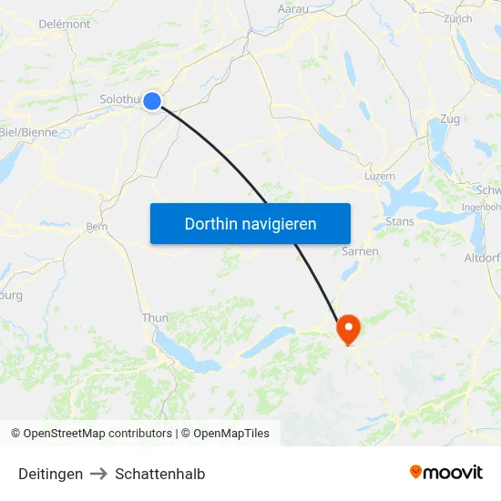 Deitingen to Schattenhalb map