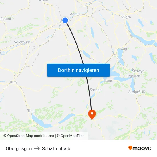 Obergösgen to Schattenhalb map