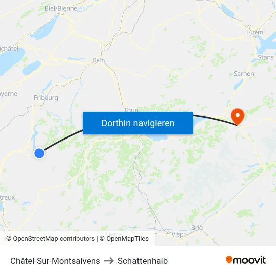 Châtel-Sur-Montsalvens to Schattenhalb map