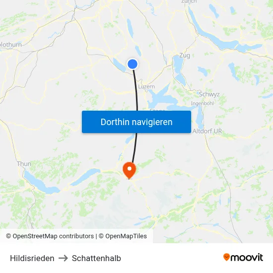 Hildisrieden to Schattenhalb map