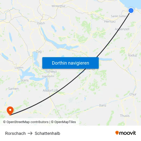 Rorschach to Schattenhalb map