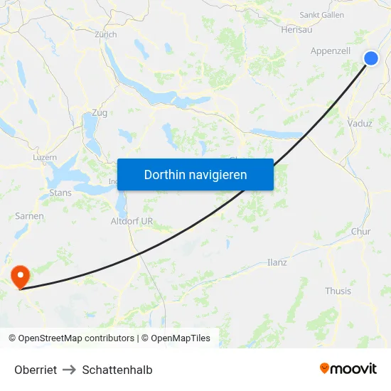 Oberriet to Schattenhalb map
