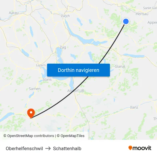 Oberhelfenschwil to Schattenhalb map