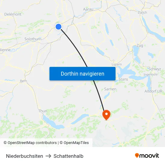Niederbuchsiten to Schattenhalb map