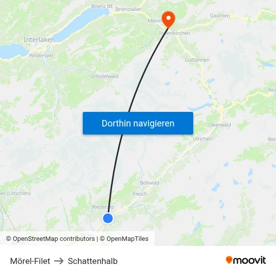Mörel-Filet to Schattenhalb map