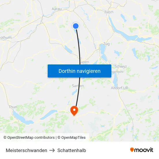 Meisterschwanden to Schattenhalb map