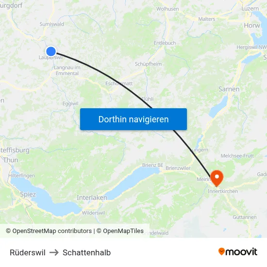 Rüderswil to Schattenhalb map