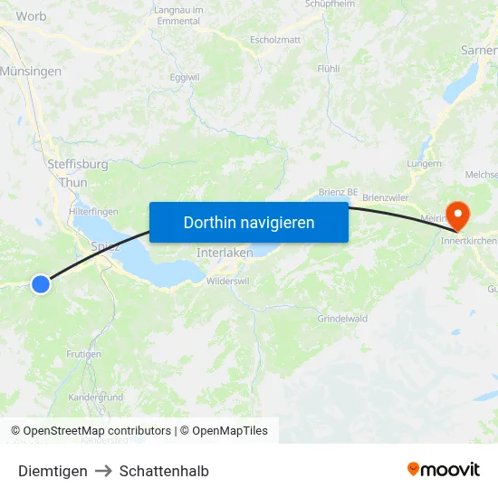 Diemtigen to Schattenhalb map