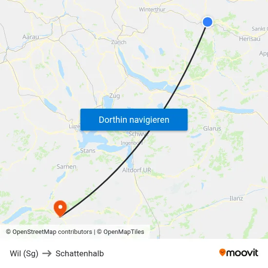 Wil (Sg) to Schattenhalb map