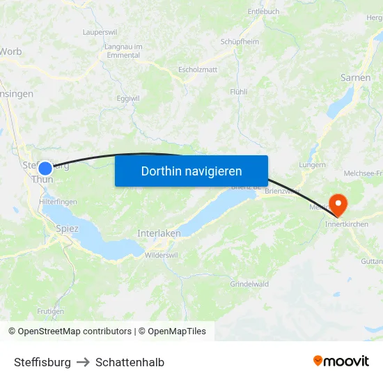 Steffisburg to Schattenhalb map