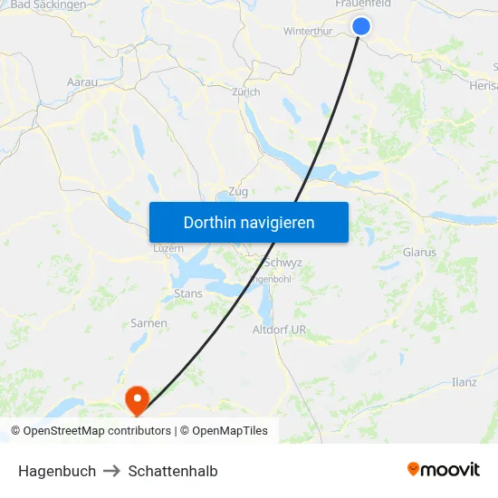Hagenbuch to Schattenhalb map