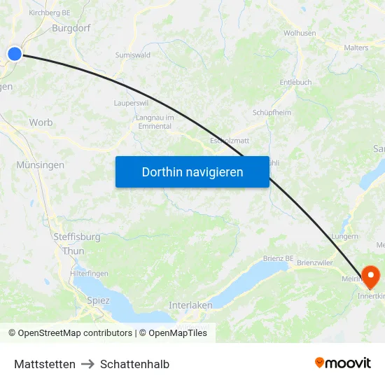 Mattstetten to Schattenhalb map