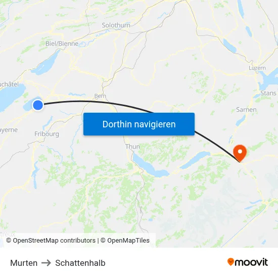 Murten to Schattenhalb map