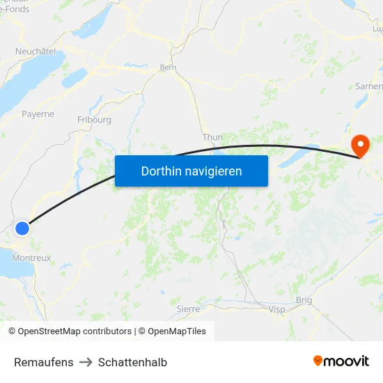 Remaufens to Schattenhalb map