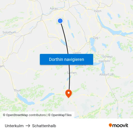 Unterkulm to Schattenhalb map