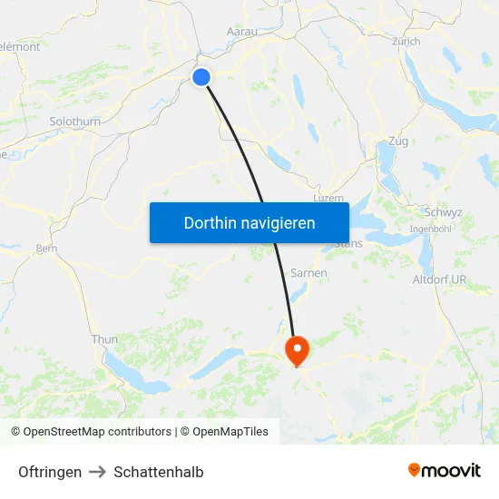 Oftringen to Schattenhalb map