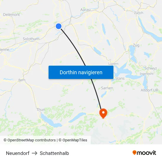 Neuendorf to Schattenhalb map