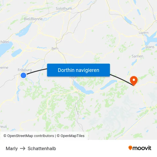 Marly to Schattenhalb map