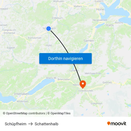 Schüpfheim to Schattenhalb map
