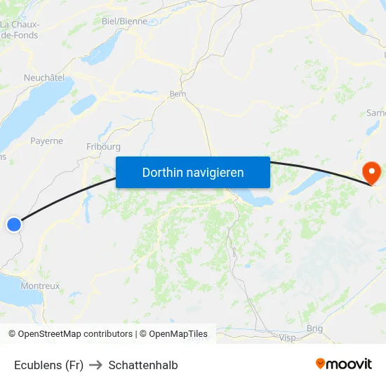 Ecublens (Fr) to Schattenhalb map
