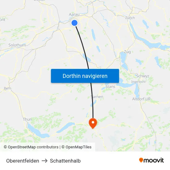 Oberentfelden to Schattenhalb map
