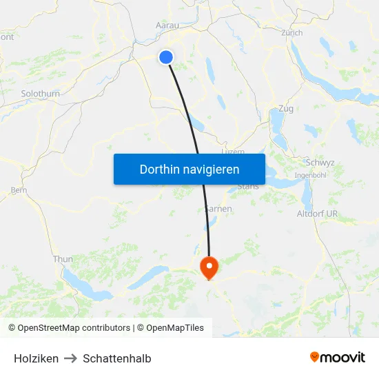 Holziken to Schattenhalb map