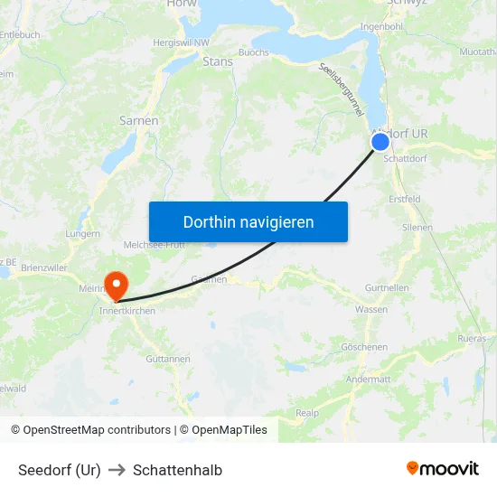 Seedorf (Ur) to Schattenhalb map