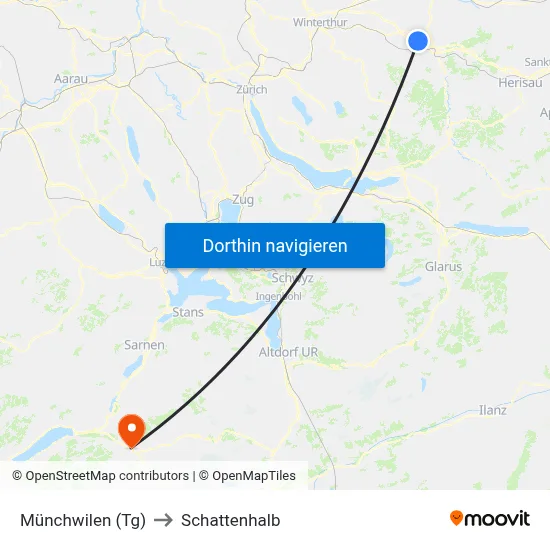 Münchwilen (Tg) to Schattenhalb map