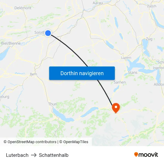 Luterbach to Schattenhalb map