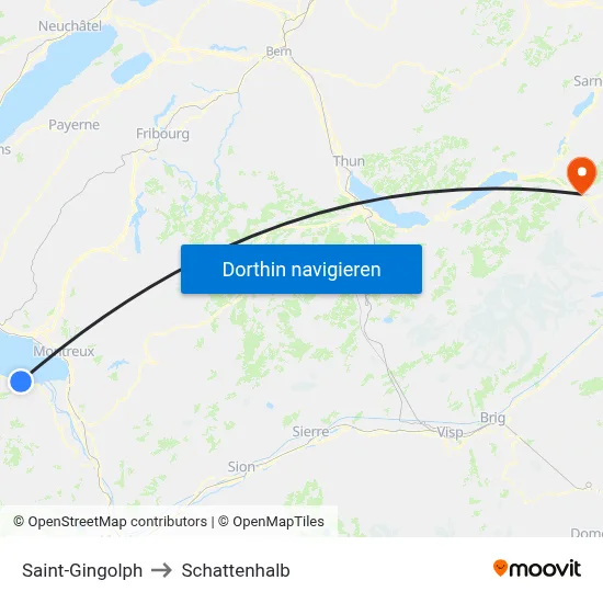 Saint-Gingolph to Schattenhalb map