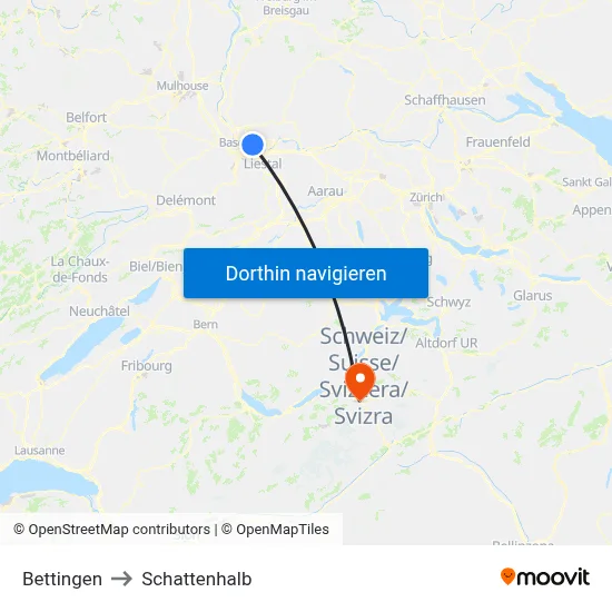 Bettingen to Schattenhalb map