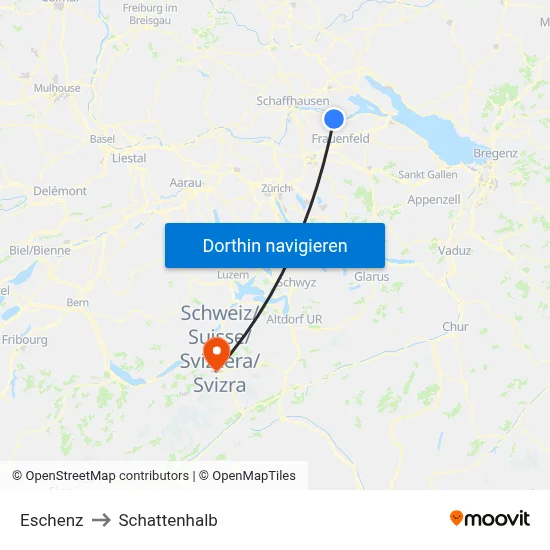 Eschenz to Schattenhalb map