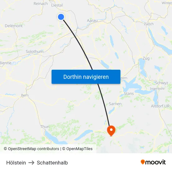 Hölstein to Schattenhalb map