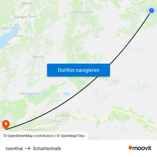 Isenthal to Schattenhalb map
