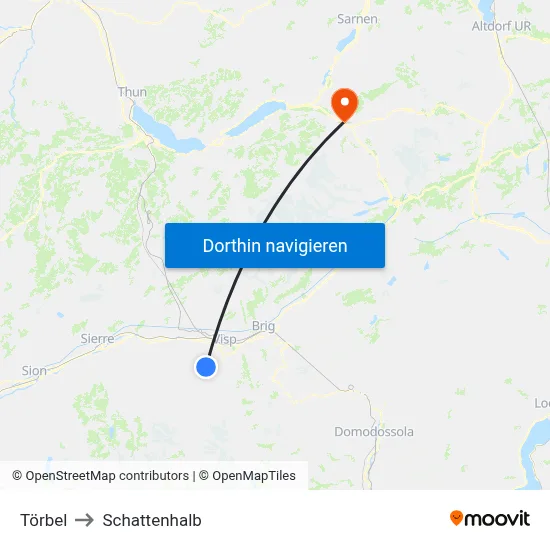 Törbel to Schattenhalb map