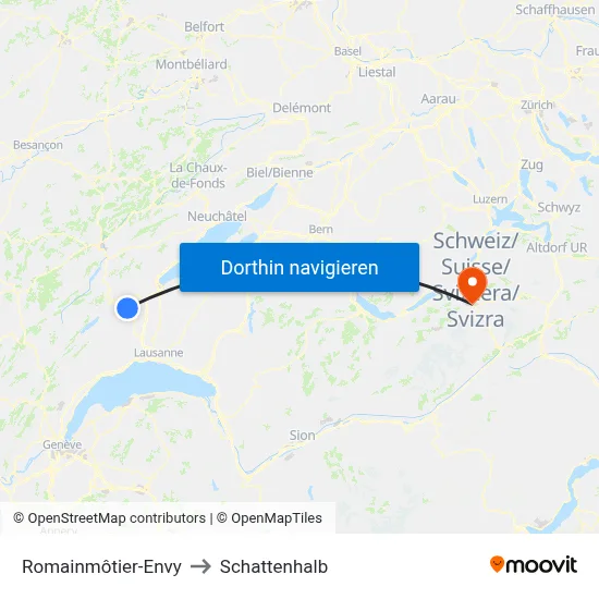 Romainmôtier-Envy to Schattenhalb map