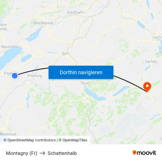 Montagny (Fr) to Schattenhalb map
