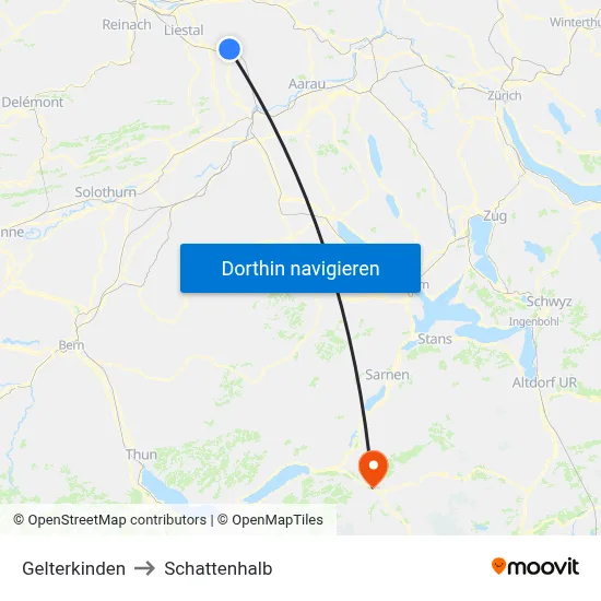 Gelterkinden to Schattenhalb map