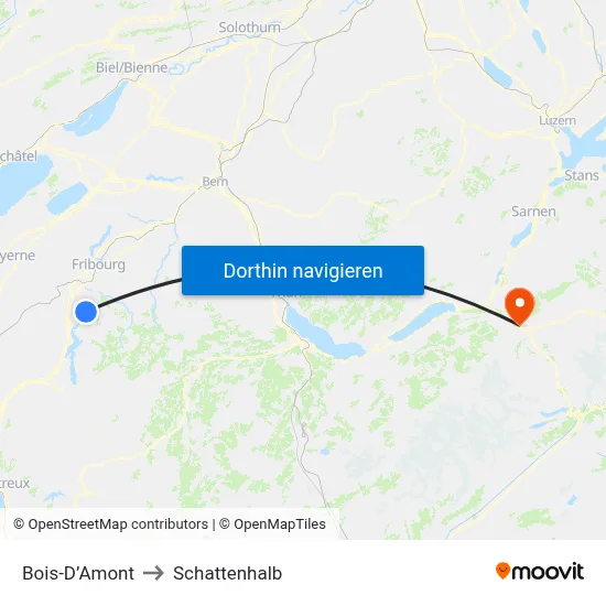 Bois-D’Amont to Schattenhalb map