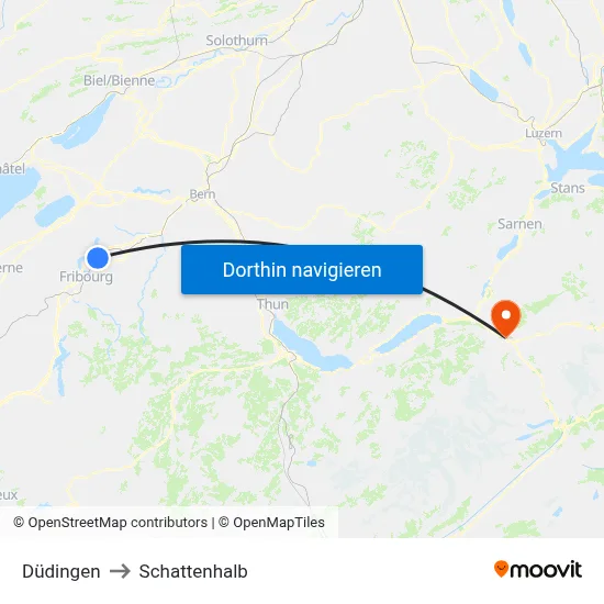 Düdingen to Schattenhalb map
