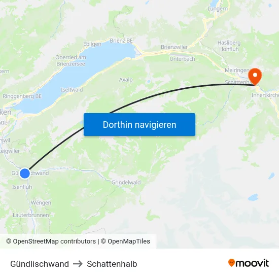 Gündlischwand to Schattenhalb map