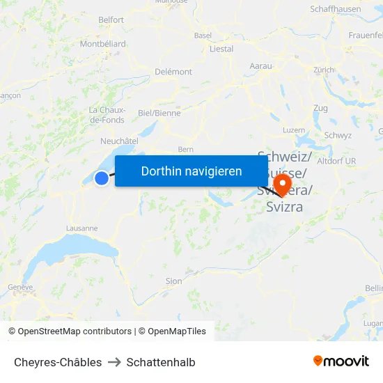 Cheyres-Châbles to Schattenhalb map