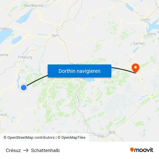 Crésuz to Schattenhalb map