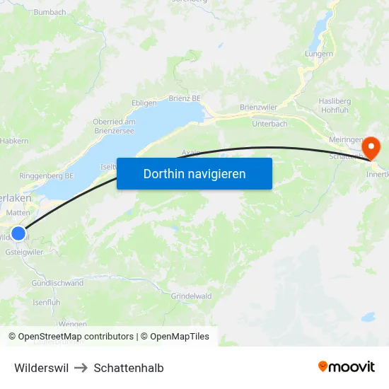 Wilderswil to Schattenhalb map