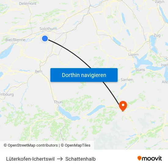 Lüterkofen-Ichertswil to Schattenhalb map