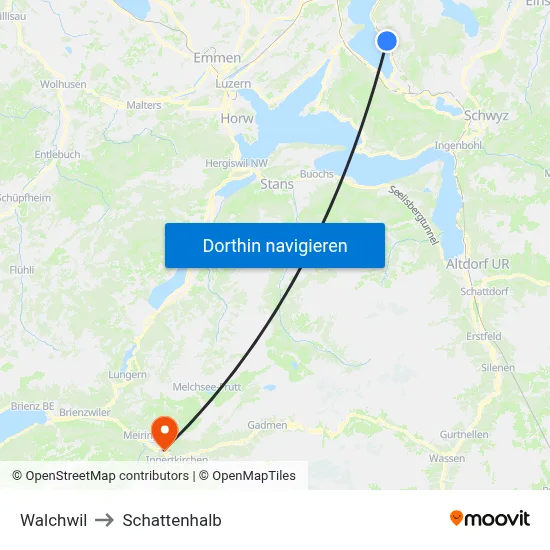 Walchwil to Schattenhalb map