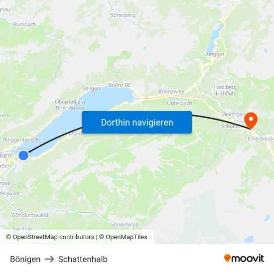 Bönigen to Schattenhalb map