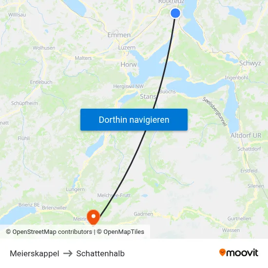 Meierskappel to Schattenhalb map