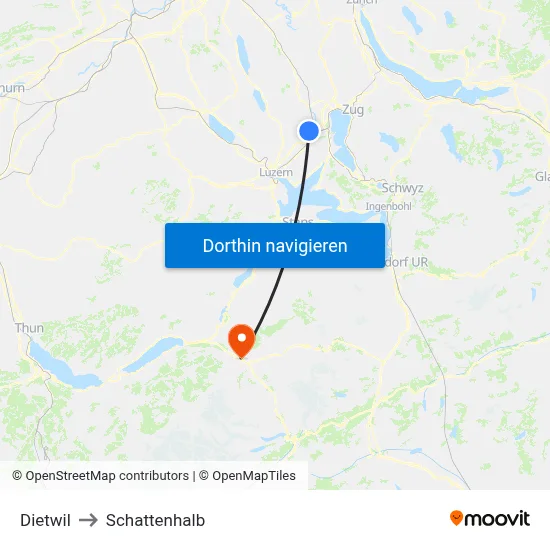 Dietwil to Schattenhalb map